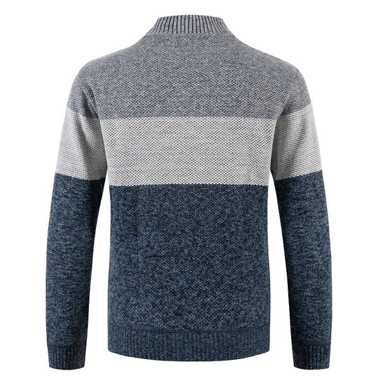 Herren Strickjacke mit modernem Reißverschluss und strukturiertem Muster R&B