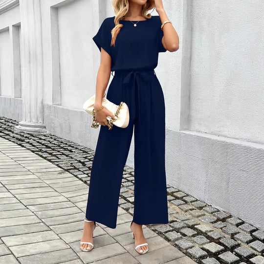 Damen Eleganter Jumpsuit mit Taillengürtel R&B