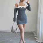 Damen Strickkleid mit Spitzendetails R&B