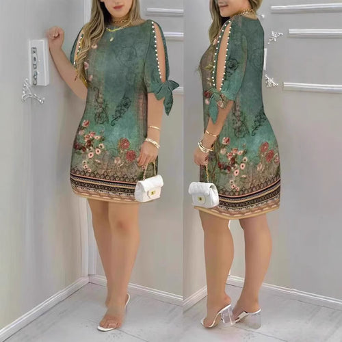 Damen Romantisches Minikleid mit transparenten Ärmeln und verspieltem Blumenmuster R&B