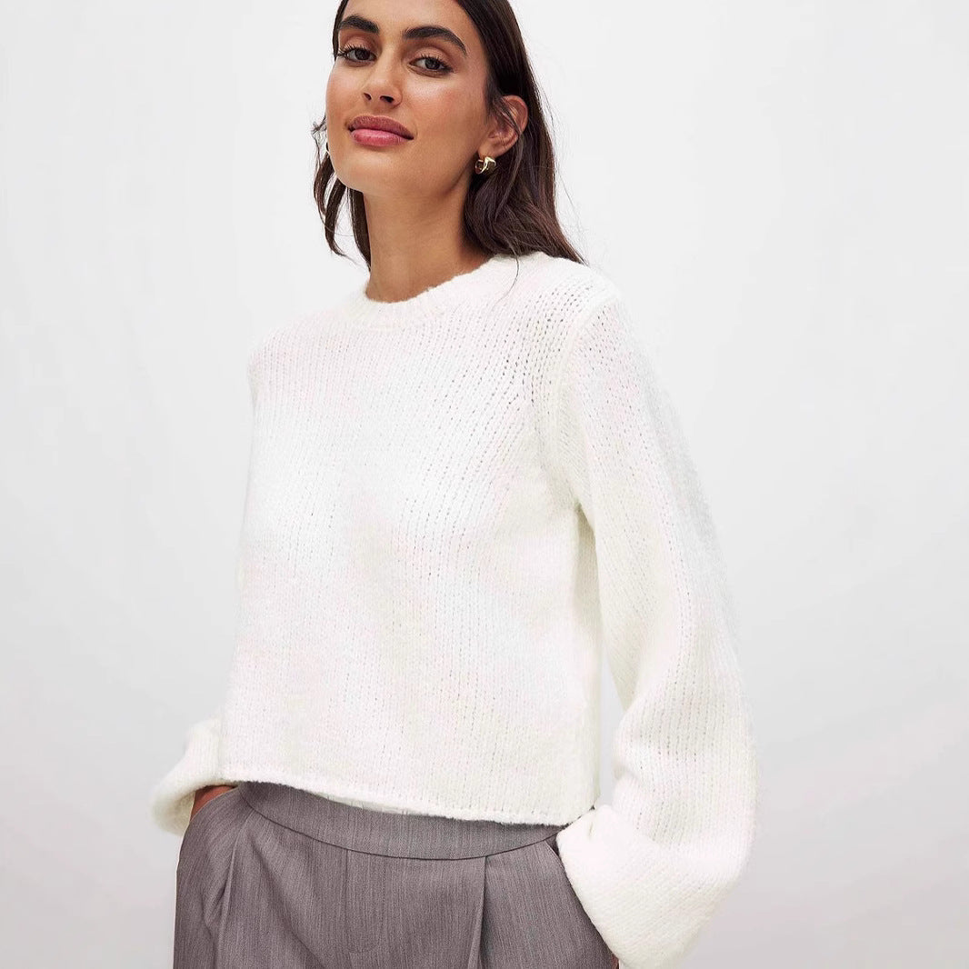 Damen Strickpullover mit offenem Rückendesign und eleganter Schnürung R&B