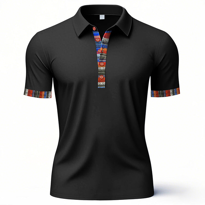 Herren Polo-Shirt mit buntem Kragen und strukturierter Optik R&B