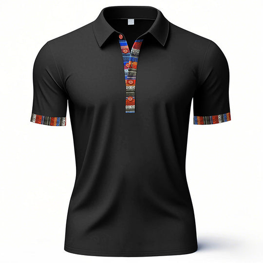 Herren Polo-Shirt mit buntem Kragen und strukturierter Optik R&B