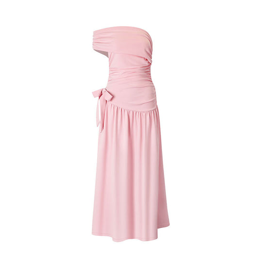 Damen Wickelkleid mit verstellbarem Taillengürtel und asymmetrischem Ausschnitt R&B