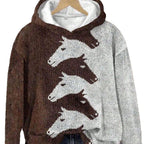 Damen Hoodie mit kreativem Pferdemuster & bequemer Passform | R&B