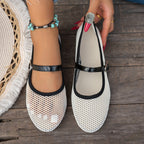 Damen Atmungsaktive Mary Jane Ballerinas mit Netzdesign R&B