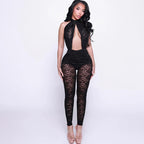 Damen Spitzenbody mit hochgeschlossenem Kragen und figurbetonendem Design R&B