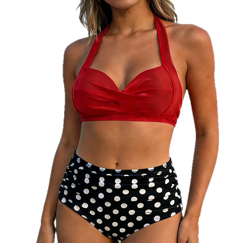 Damen Hochgeschnittener Bikini mit verspieltem Punkte-Design R&B