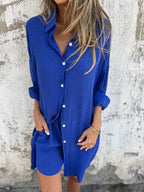 Damen Langärmlige Hemdbluse im Oversize-Stil mit Knopfleiste R&B