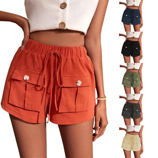 Damen lässige Shorts mit praktischen Taschen und komfortablem Kordelzug R&B