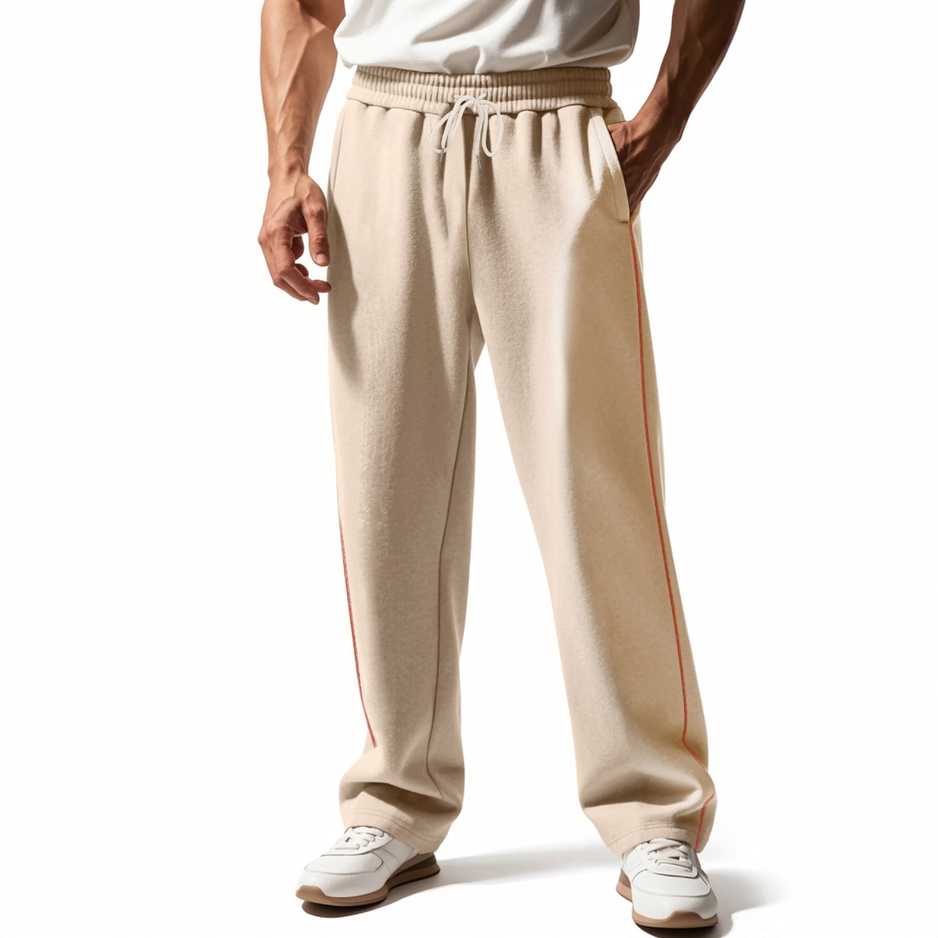 Herren bequeme Jogginghose mit Reißverschluss und seitlichen Taschen R&B