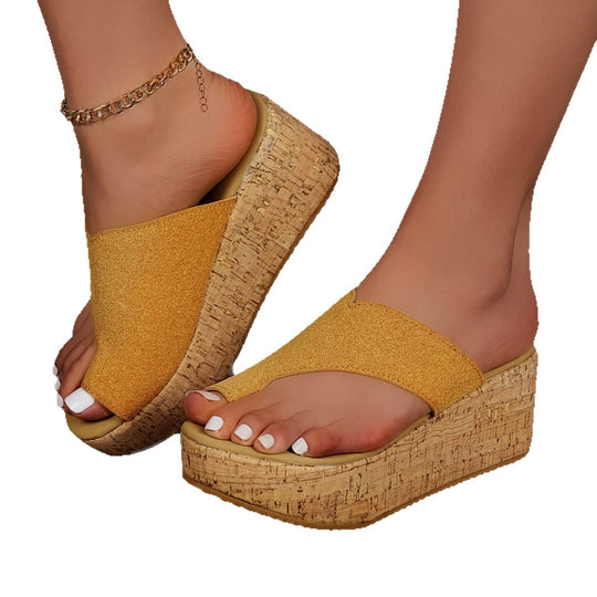 Damen Wedge-Pantoletten mit offenem Zehenbereich und rutschfester Korksohle R&B