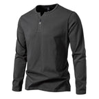 Herren nan langärmeliges Henleyshirt mit Knopfleiste, Rundhalsausschnitt und schlanker Passform R&B