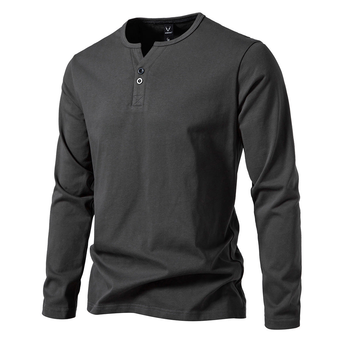Herren nan langärmeliges Henleyshirt mit Knopfleiste, Rundhalsausschnitt und schlanker Passform R&B