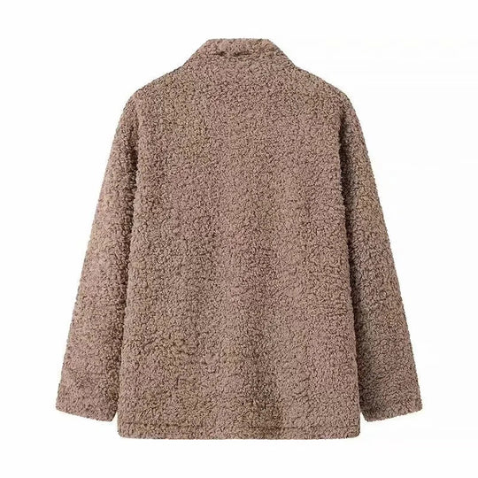 Damen kuschelige Fleecejacke mit hohen Kragen und Druckknopfverschluss R&B