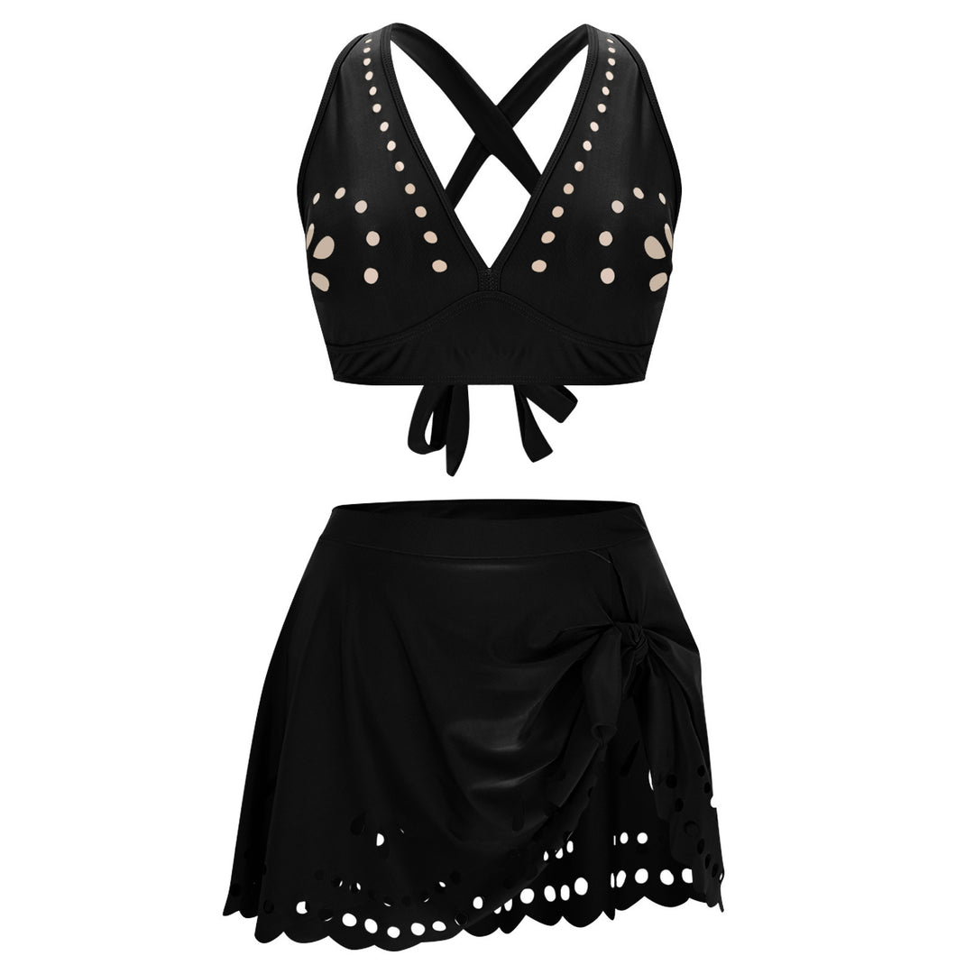 Damen Bade-Set mit Skirt und Kreuz-Trägern R&B