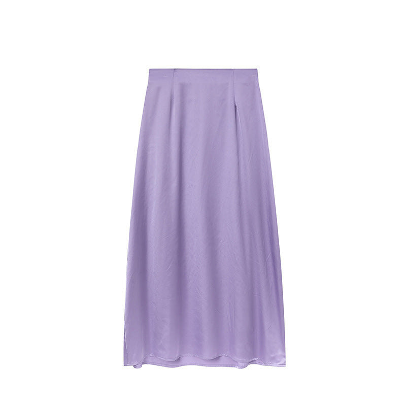 Damen Bodenlanger Satin Maxi-Rock R&B