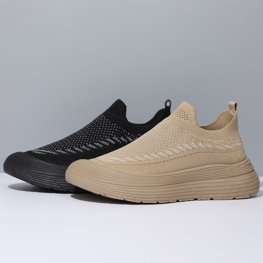 Damen Trendige Slip-On Sneakers mit atmungsaktiver Strickoberfläche und rutschfester Sohle R&B