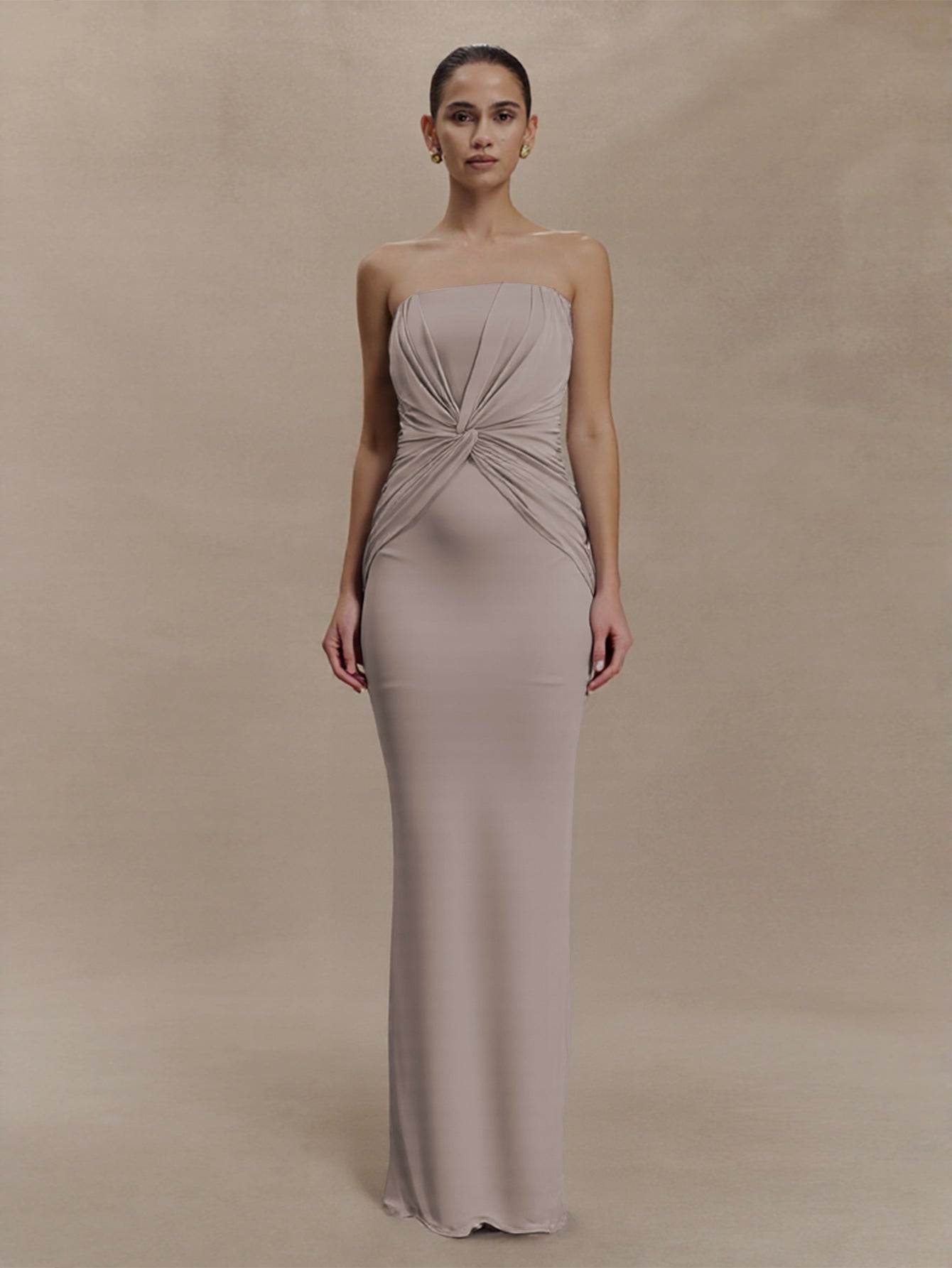 Damen Elegantes Minimalistisches Abendkleid mit Raffungen