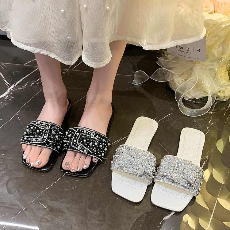Damen Lifestyle Slides mit eleganter Perlenschließe R&B