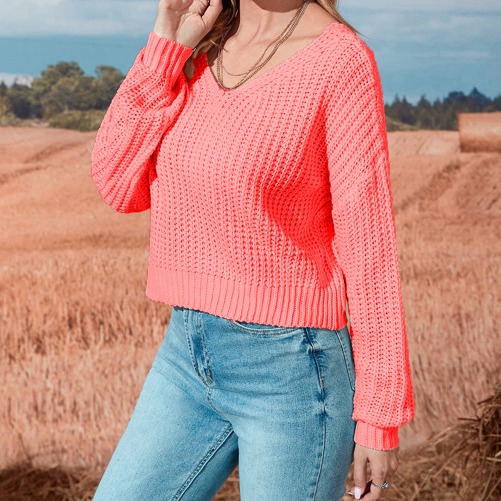 Damen lässiger offener Strickpullover R&B