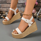Damen Stylische Plateau-Sandalen mit Knöchelriemen R&B
