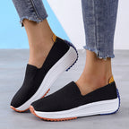 Damen Komfortable Slip-On Sneakers mit atmungsaktivem Strickdesign und dämpfender Sohle R&B