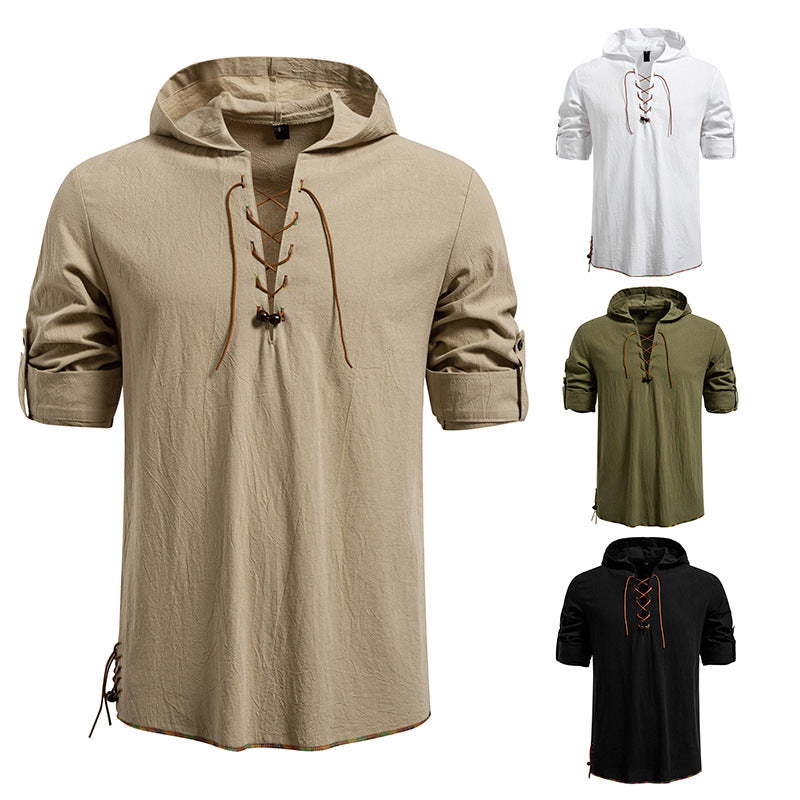Herren Kaptuzenbluse mit einzigartigem Schnürdesign R&B