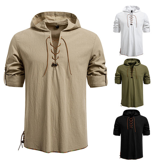 Herren Kaptuzenbluse mit einzigartigem Schnürdesign R&B