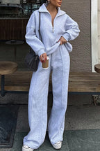 R&B | Vibes Halb Offenes Pullover Sweatshirt und Hose Zwei Teiliges Satz