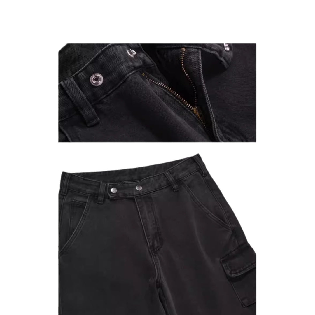 Damen Weite Cargo-Hose mit tiefem Schritt und praktischen Seitentaschen R&B
