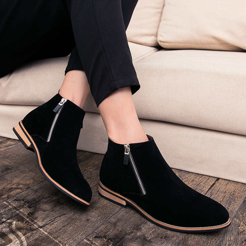 Damen Modische Ankle Boots aus Wildleder mit Reißverschluss R&B