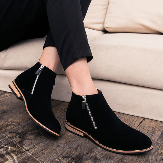 Damen Modische Ankle Boots aus Wildleder mit Reißverschluss R&B