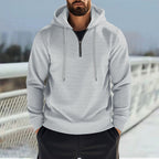 Herren Sportlicher Kapuzenpullover mit kurzem Reißverschluss und atmungsaktiven Einsätzen R&B