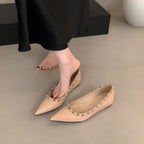 Damen spitze Ballerinas mit elegantem Riemchen und dekorativen Nieten R&B