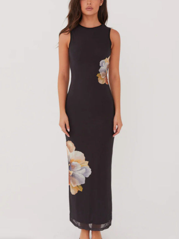 Damen Elegantes langes Kleid mit floralem Muster und figurbetontem Schnitt R&B