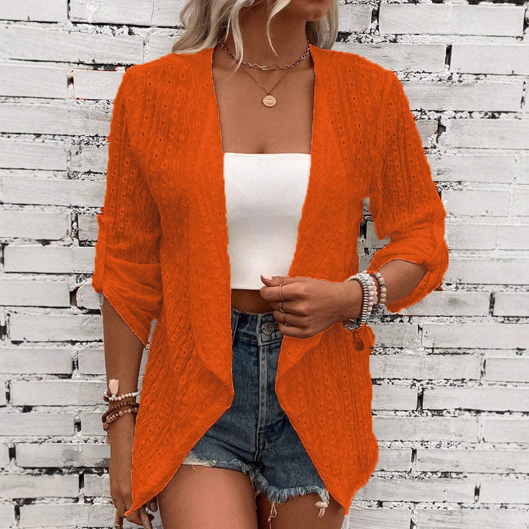 Damen Leichte Strickjacke mit asymmetrischem Schnitt und 3/4-Ärmeln R&B