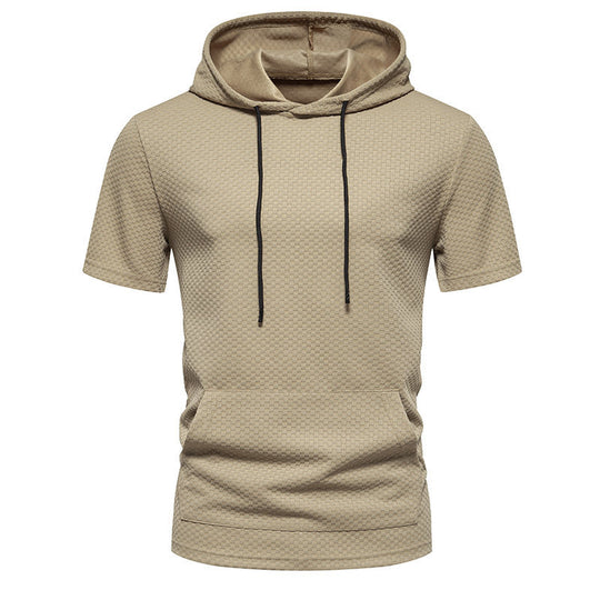 Herren Kurzarmkapuzenpullover mit strukturiertem Design R&B