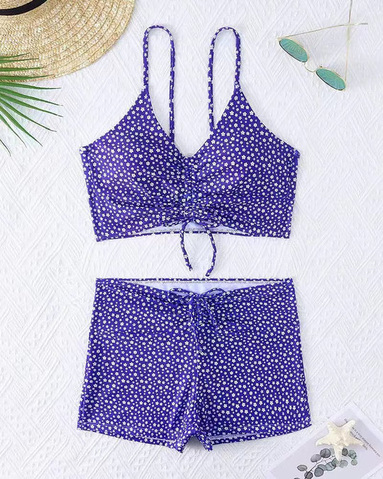 Damen Bikini mit floralem Rüschendesign und verstellbaren Trägern R&B