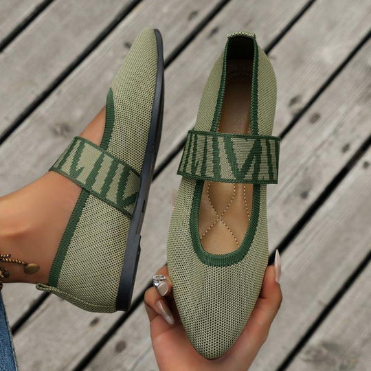 Damen Ballerinas mit elastischem Riemen und atmungsaktiver Oberflächenstruktur R&B