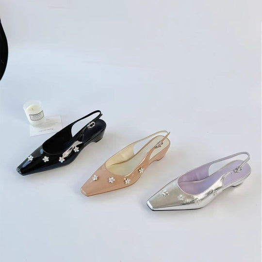 Damen Slingback-Pumps mit floralen Strassverzierungen und elegantem Schnitt R&B
