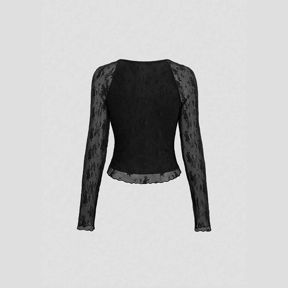 Damen Blumengemusterte Spitzenbluse R&B