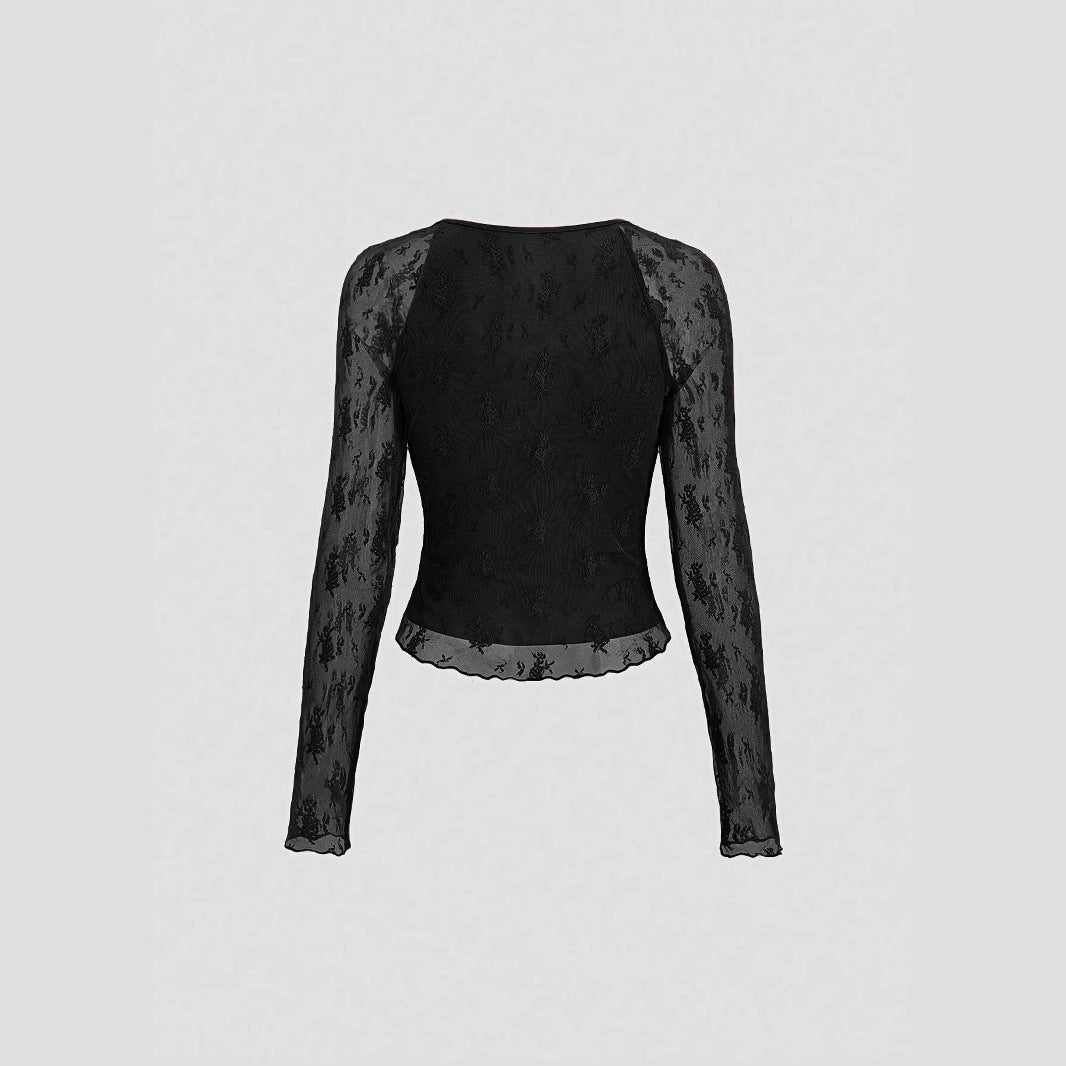 Damen Blumengemusterte Spitzenbluse R&B