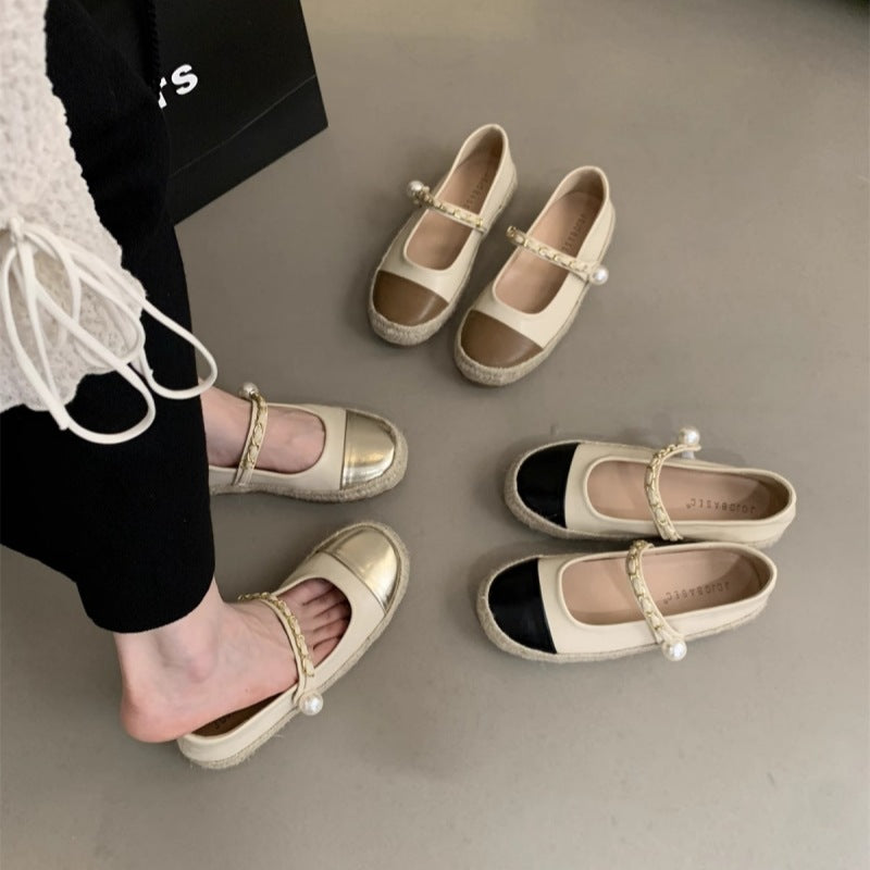 Damen Ballerinas mit dekorativem Kettenriemen und Perlenakzent R&B