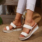 Damen Wedge-Sandaletten mit geflochtenem Riemen und komfortablem Fußbett R&B