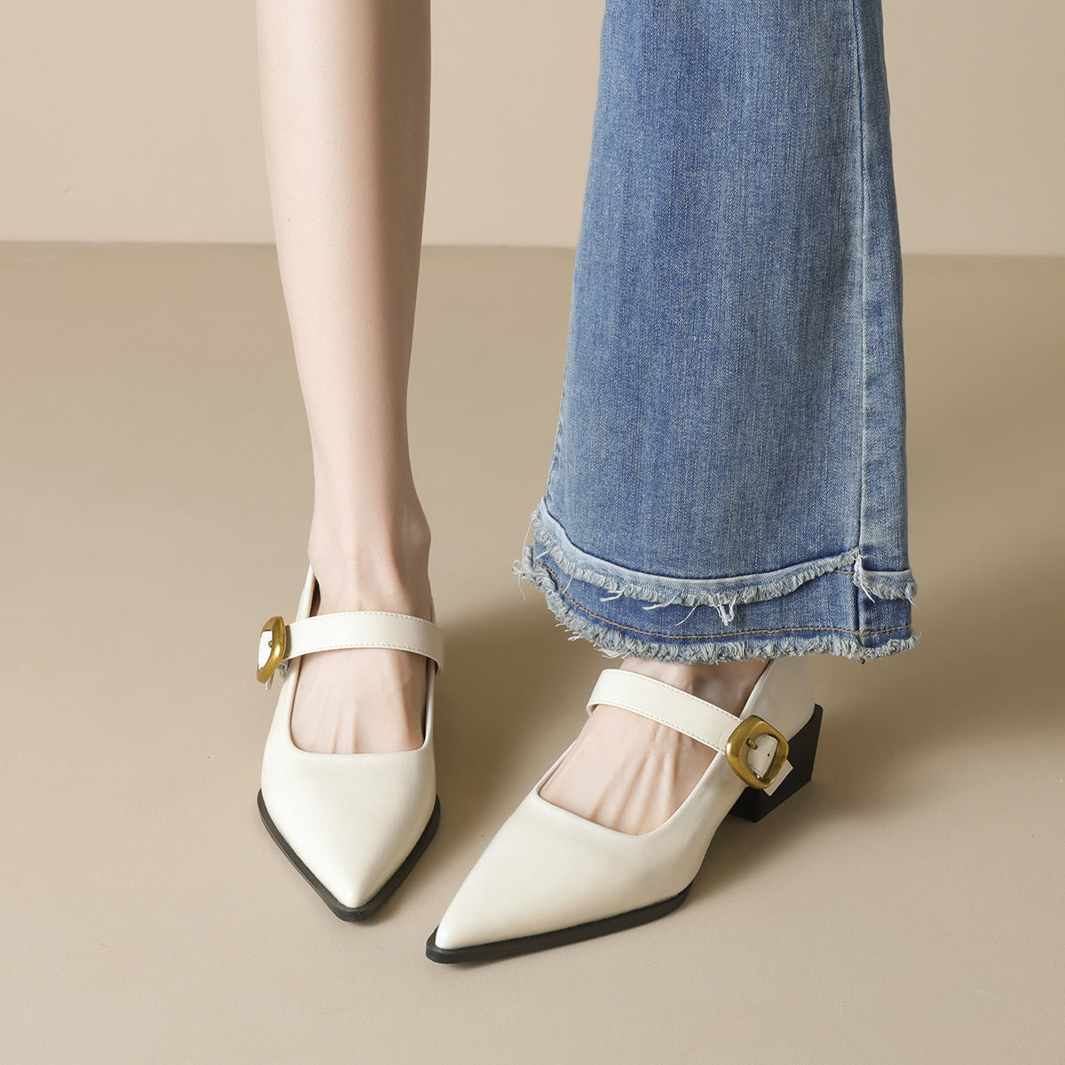 Damen elegante Mary-Jane Schuhe mit modischem Schnallenverschluss