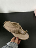 Damen Flip-Flops mit trendigem Fransen-Design und eleganter Applikation EB