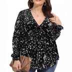 Damen Bluse mit eleganten Rüschendetails und modischem Print R&B
