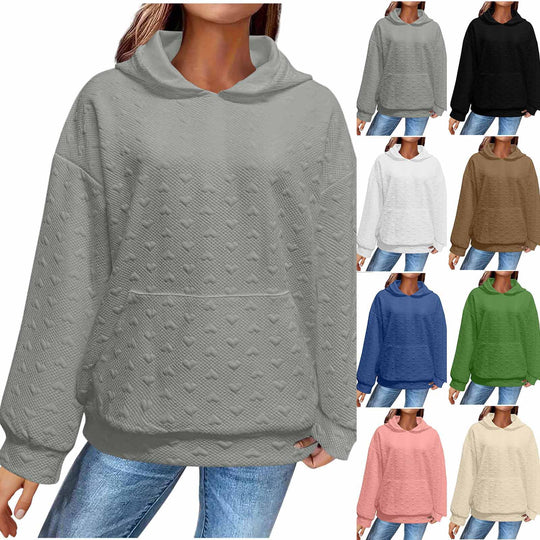 Damen Kapuzenpullover mit strukturiertem Herzmuster R&B