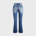 Damen Bootcut Jeans im lässigen Vintage-Stil mit hohem Bund und moderner Waschung R&B